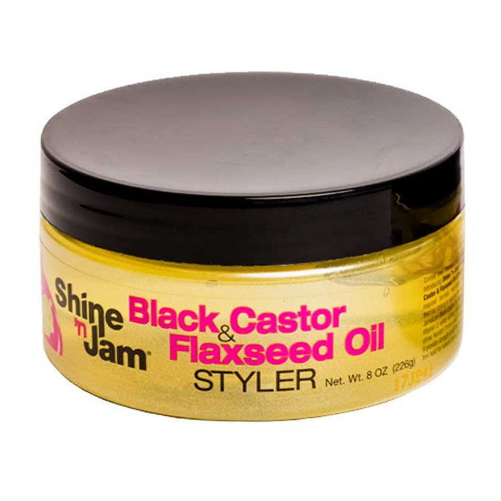 Ampro Shine N Jam Black Castor & Flaxseed Oil Styler Gel, 8 Oz